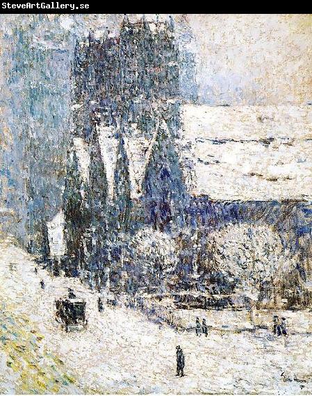 Childe Hassam Painting, oil on canvas, of Calvary Church